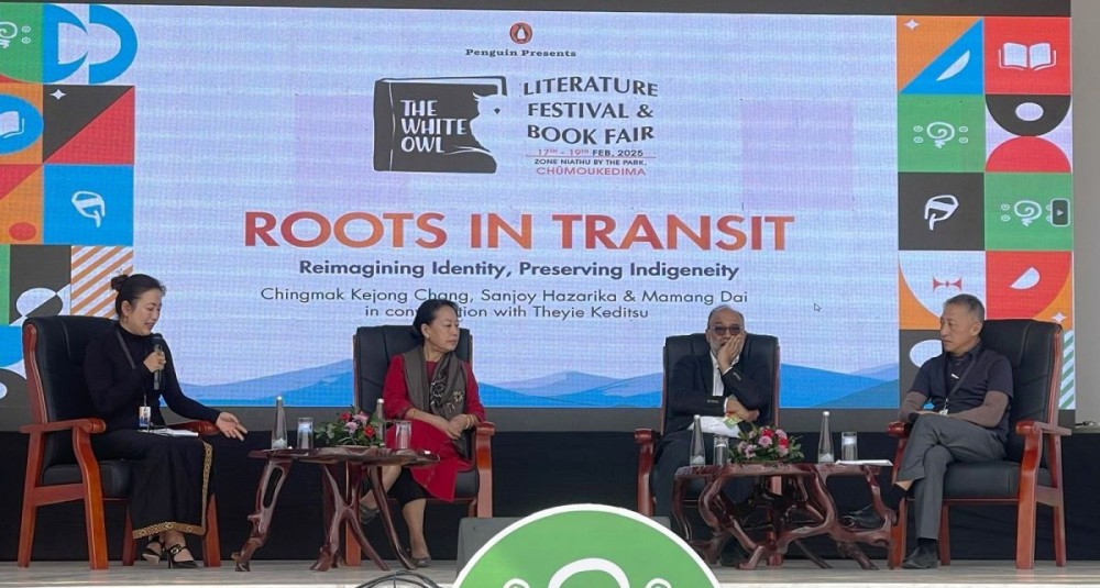 Panel discussion titled ‘Roots in Transit: Reimagining Identity, Preserving Indigeneity’ at the ongoing Penguin White Owl Literature Festival and Book Fair in Chümoukedima.
